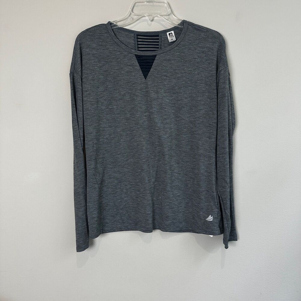 Free2b Gray Long Sleeve Activewear Top Medium Athleisure Yoga Clean Girl